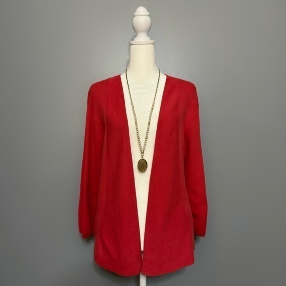 GUC J. Jill Red Cotton Open Front Cardigan Size XLP
